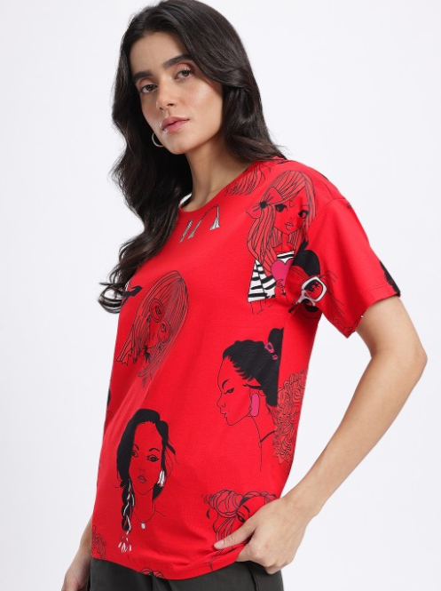 Graphic Print Drop-Shoulder T-shirt