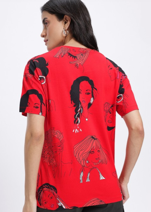 Graphic Print Drop-Shoulder T-shirt