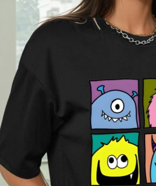 Graphic Printed Drop-Shoulder Sleeved T-shirt