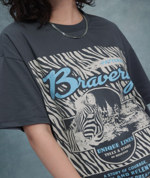 Roadster The Life Co. Printed Drop-Shoulder Sleeves Oversized T-shirt
