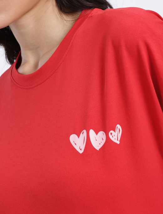 glitchez Love Junkie Printed Drop-Shoulder Relaxed T-shirt
