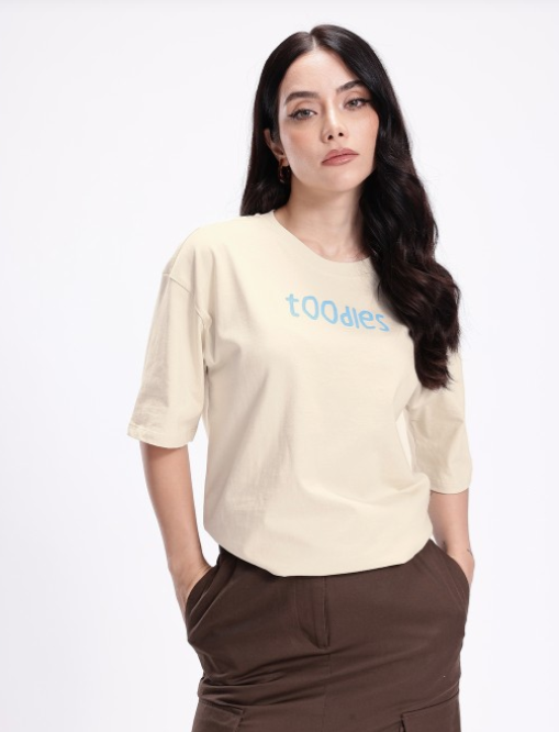 Solid Pure Cotton Oversized T-shirt with Typography