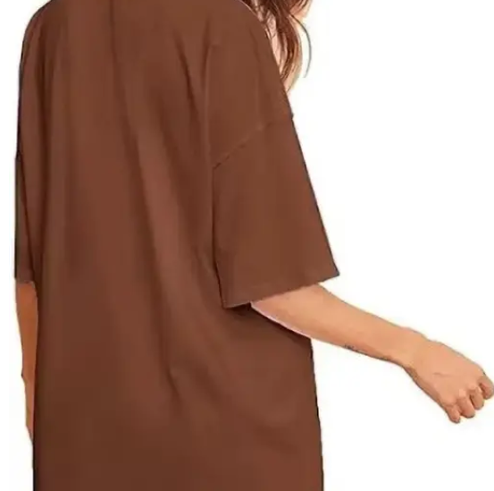Women Printed Round Neck Brown T-Shirt