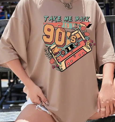 Women Graphic Print Round Neck Beige T-Shirt