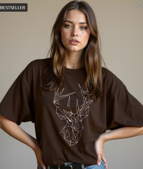 Women Graphic Print Oversized Crew-Neck T-Shirt