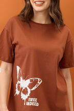 Mast & Harbour Women Graphic Printed Round Neck Cotton Oversized T-shirt