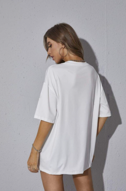 Women Graphic Printed Round Neck Oversized T-shirt