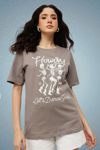 Espresso Graphic Printed Round Neck Pure Cotton Relaxed Fit T-shirt