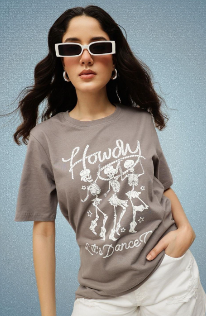 Espresso Graphic Printed Round Neck Pure Cotton Relaxed Fit T-shirt