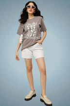 Espresso Graphic Printed Round Neck Pure Cotton Relaxed Fit T-shirt
