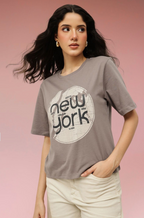 Typography Printed Pure Cotton T-shirt for women