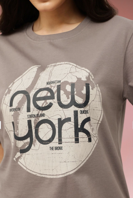 Espresso Typography Printed Pure Cotton Relaxed Fit T-shirt