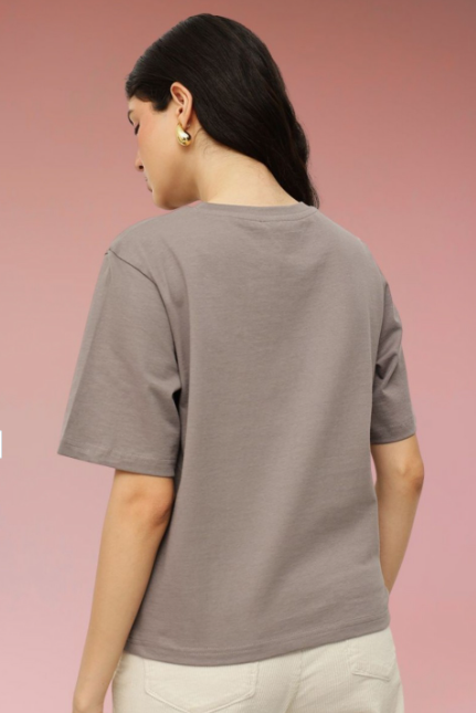 Typography Printed Pure Cotton T-shirt for women