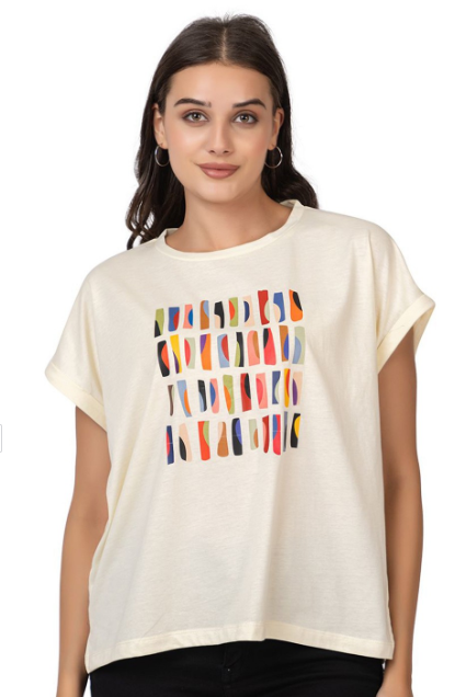 Women Abstract Printed Extended Sleeves T-shirt