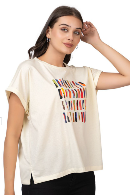 Women Abstract Printed Extended Sleeves T-shirt