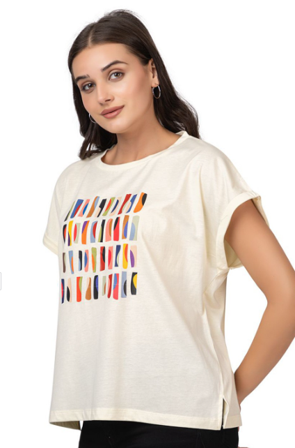 Women Abstract Printed Extended Sleeves T-shirt