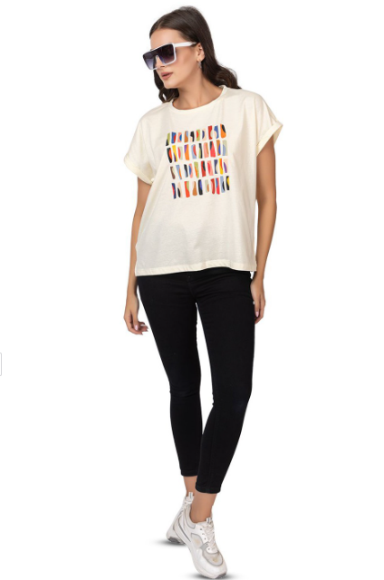 Women Abstract Printed Extended Sleeves T-shirt