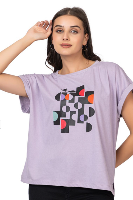 Women Abstract Printed Extended Sleeves T-shirt