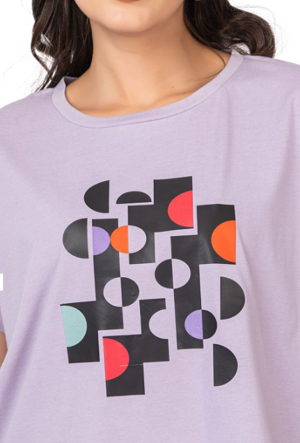 MAZMUN Women Abstract Printed Extended Sleeves T-shirt