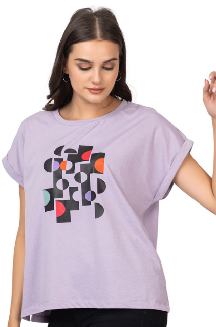 Women Abstract Printed Extended Sleeves T-shirt
