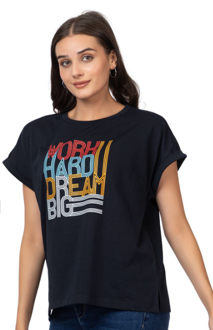 Women Typography Printed Extended Sleeves T-shirt