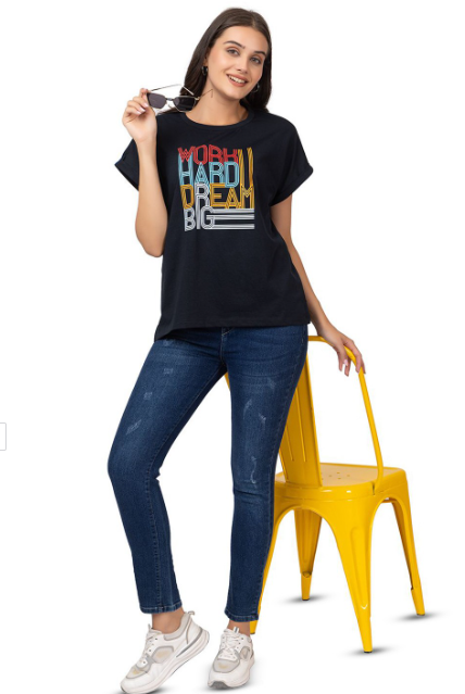 Women Typography Printed Extended Sleeves T-shirt