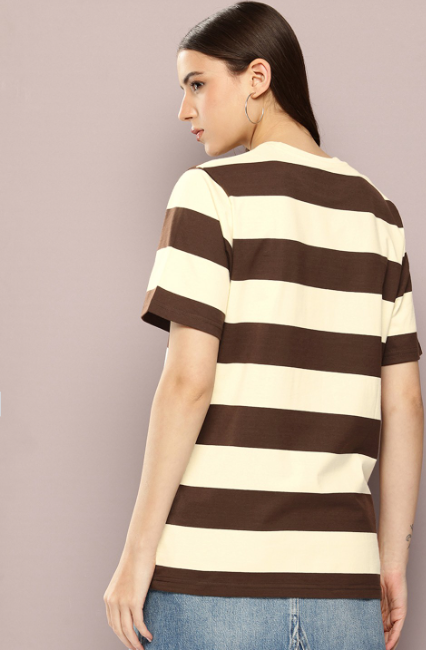 Womens Short Sleeve Oversized Yarn Dyed Tshirt