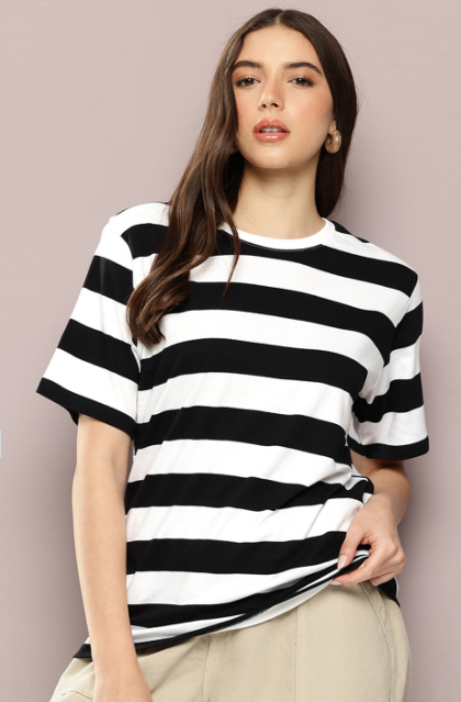 Womens Oversized Yarn Dyed Tshirt