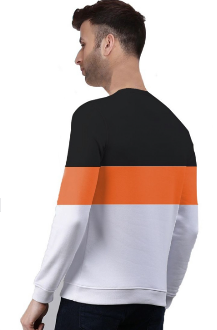 Kroptee Men Colourblocked Round Neck Cotton Sweatshirt