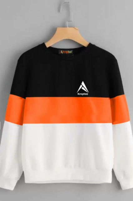 Kroptee Men Colourblocked Round Neck Cotton Sweatshirt