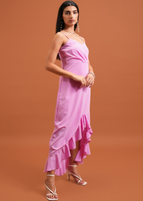 Pink Shoulder Straps Maxi Dress