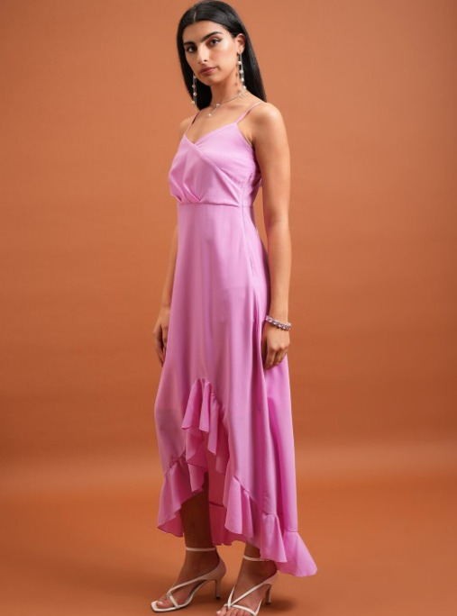 Pink Shoulder Straps Maxi Dress