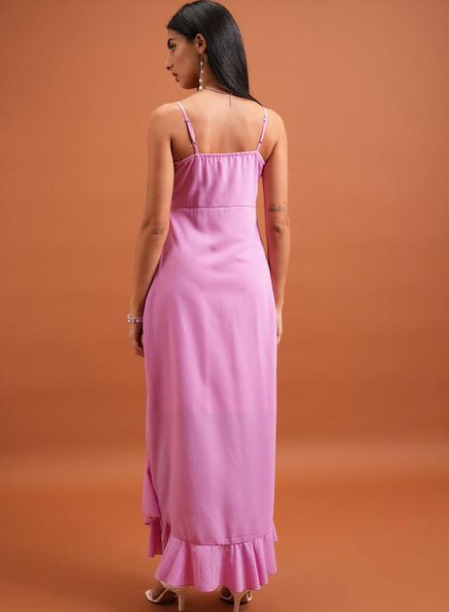 Pink Shoulder Straps Maxi Dress