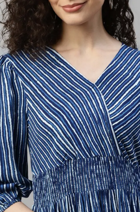 Women Fit and Flare Blue Maxi/Full Length Dress Special price