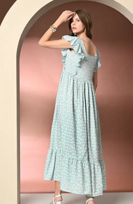 Women Fit and Flare Multicolor Maxi/Full Length Dress