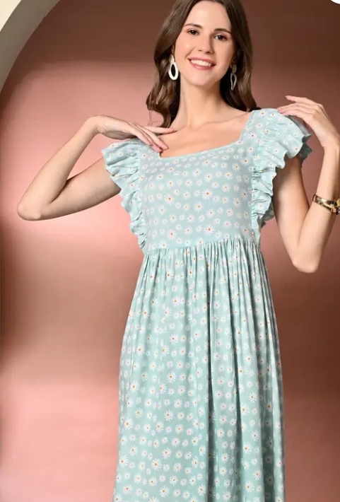 Women Fit and Flare Multicolor Maxi/Full Length Dress