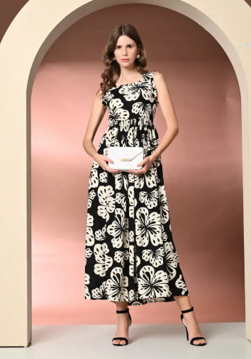 Women A-line Black Maxi/Full Length Dress