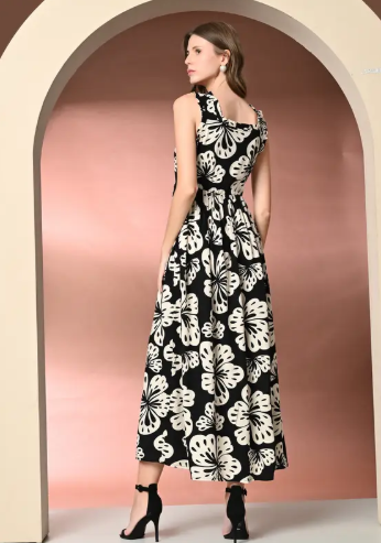Women A-line Black Maxi/Full Length Dress
