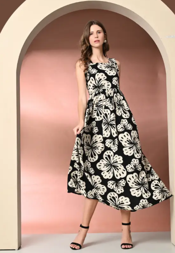Women A-line Black Maxi/Full Length Dress