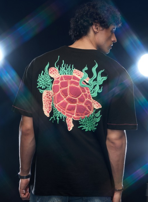 Men Graphic Printed Round Neck Oure Cotton Oversized T-shirt