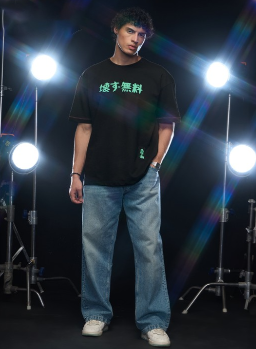 Men Graphic Printed Round Neck Oure Cotton Oversized T-shirt