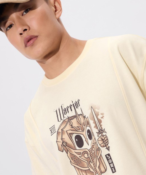 Men Graphic Printed Round Neck Cotton Oversized T-shirt