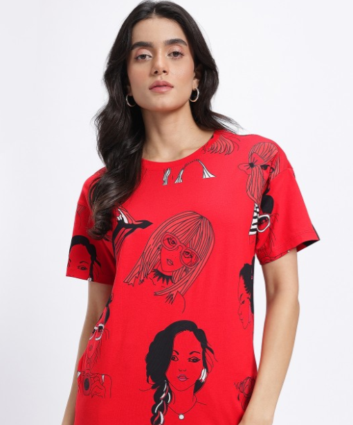 Graphic Print Drop-Shoulder T-shirt