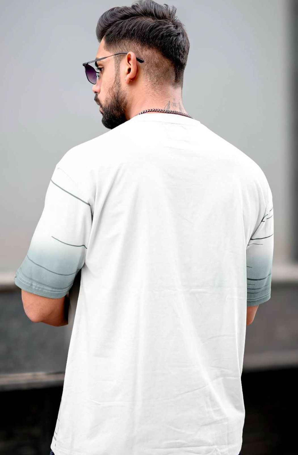 Men Abstract Printed Neck Cotton Oversized Tshirt