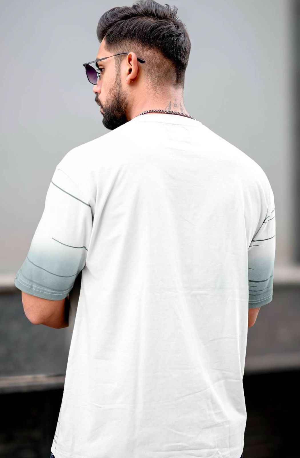 Men Abstract Printed Neck Cotton Oversized Tshirt