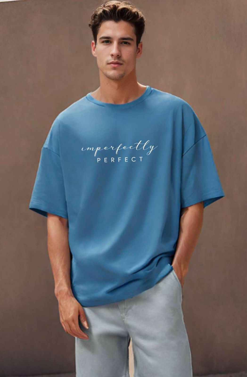 Typography Printed Round Neck Oversized T-shirt