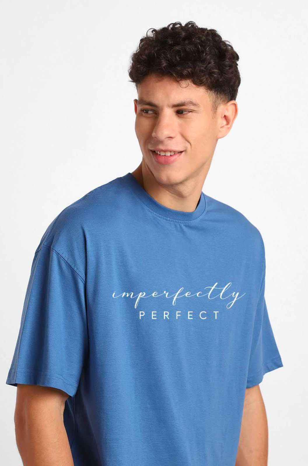 Typography Printed Round Neck Oversized T-shirt