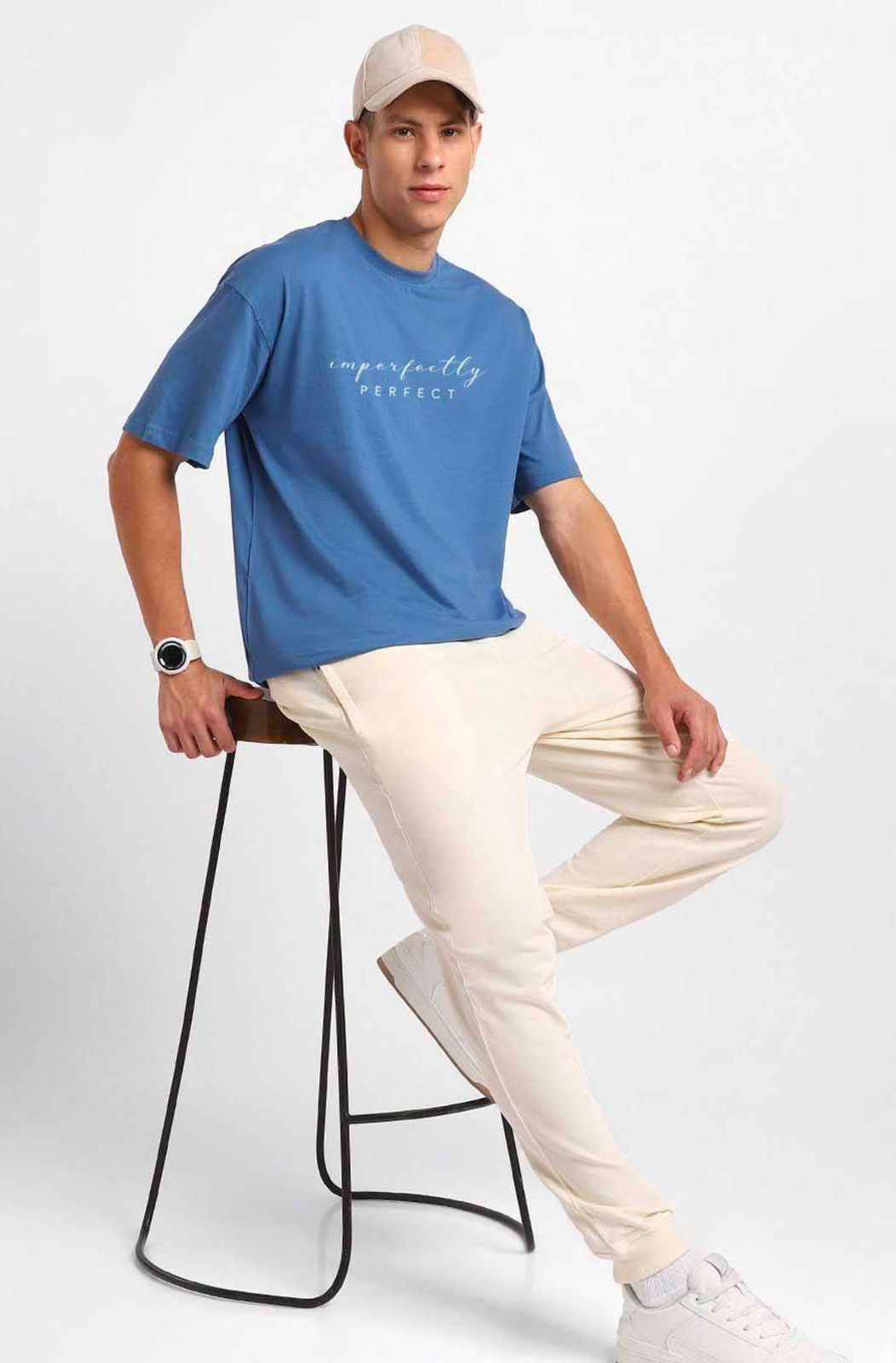 Typography Printed Round Neck Oversized T-shirt