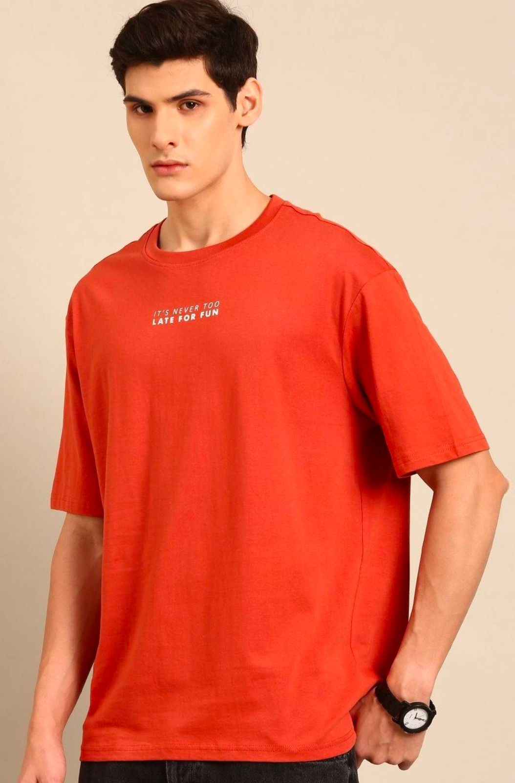 Men Printed Drop-Shoulder Sleeves oversized T-shirt