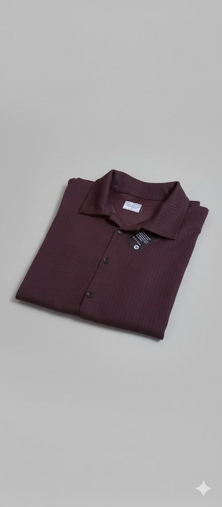 Men's Textured Popcorn Knit Shirt - Rich Espresso